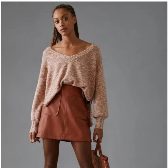 Pilcro Anthropologie Deep V neck Knit Sweater Size Small New - Picture 1 of 10